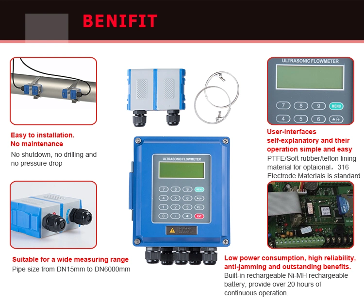 UF2000b Dn32-Dn1000mm 4-20mA Ultrasonic Flow Meter for Water